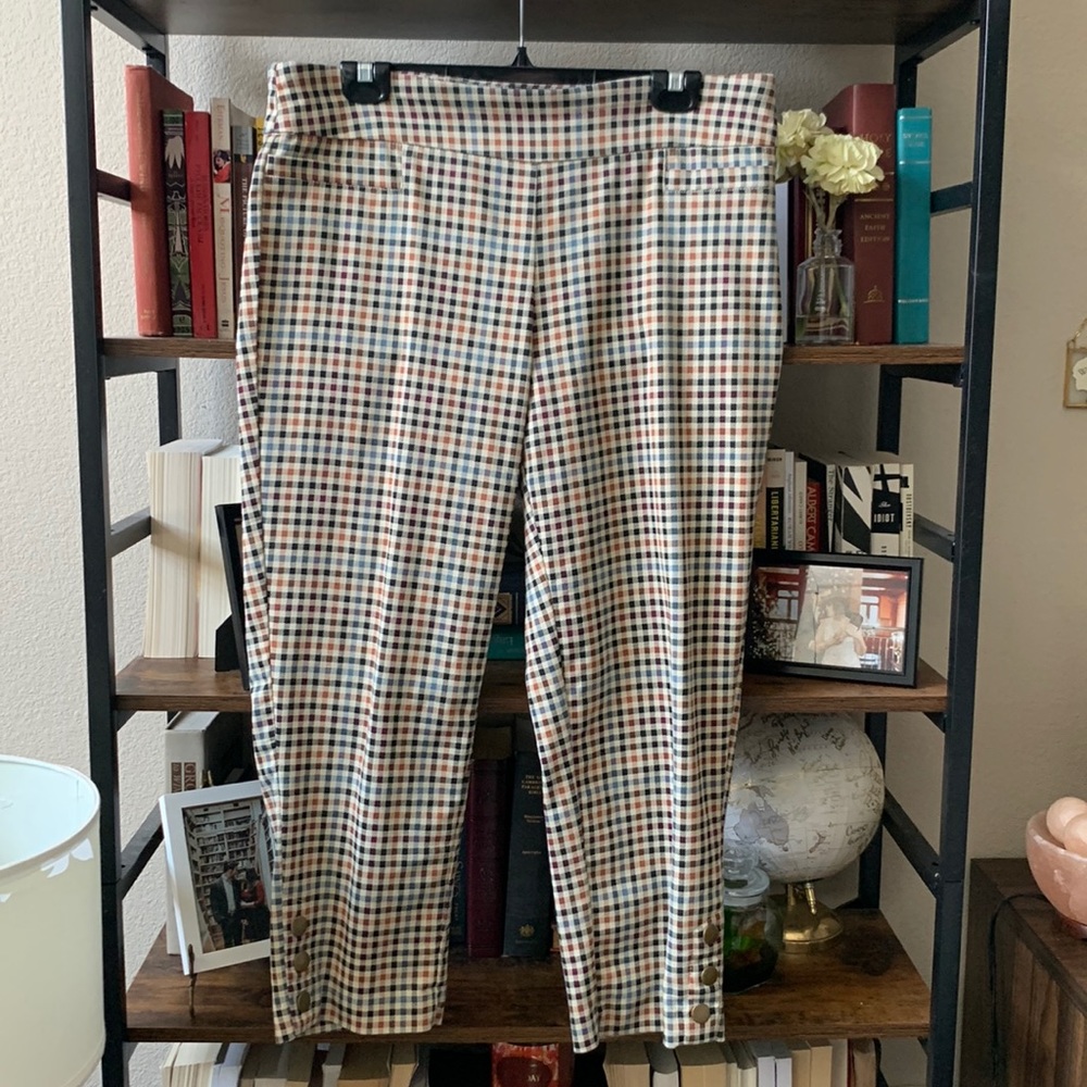 Croft & Barrow: Gingham, High Waisted, Women’s Cigarette Pants- Size 14P